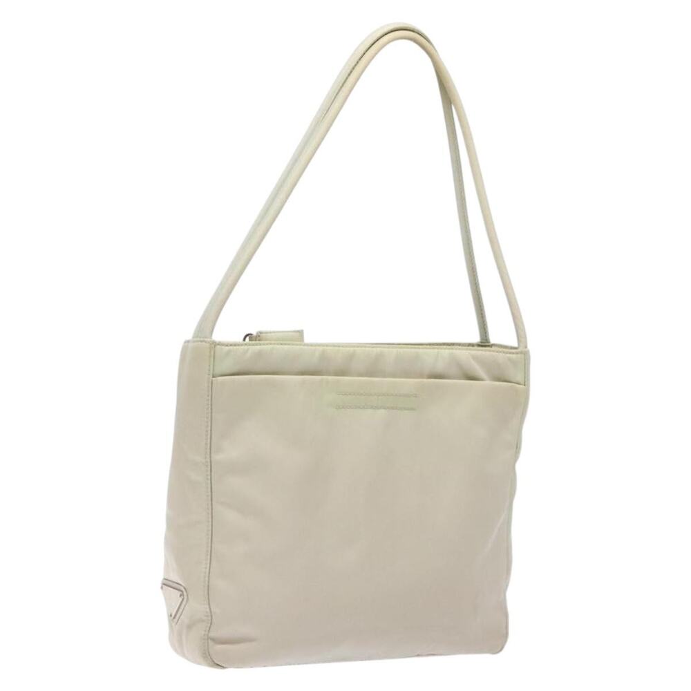 PRADA Tote Bag Nylon White Silver